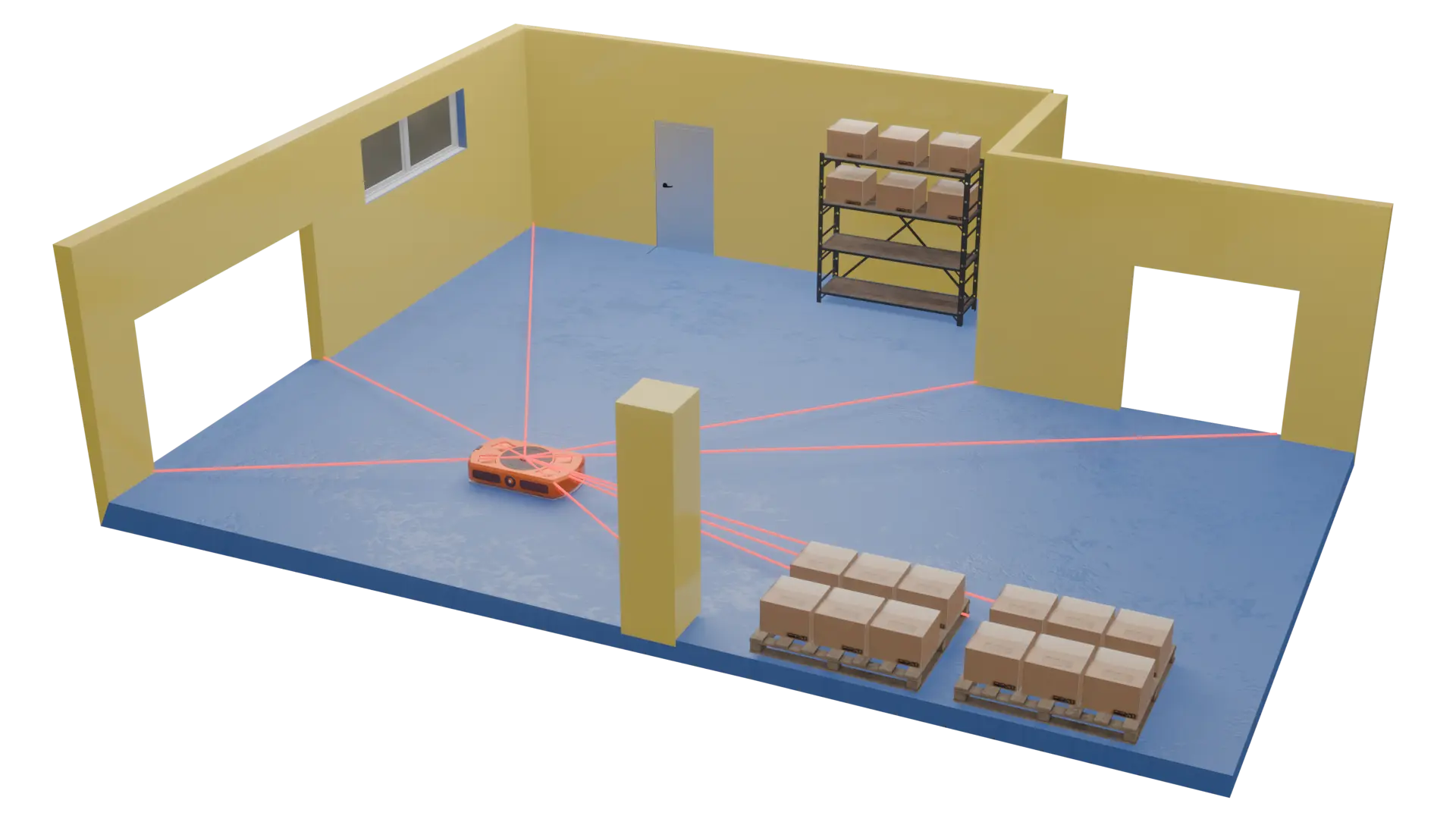 3d scene showing  agv using lidar slam